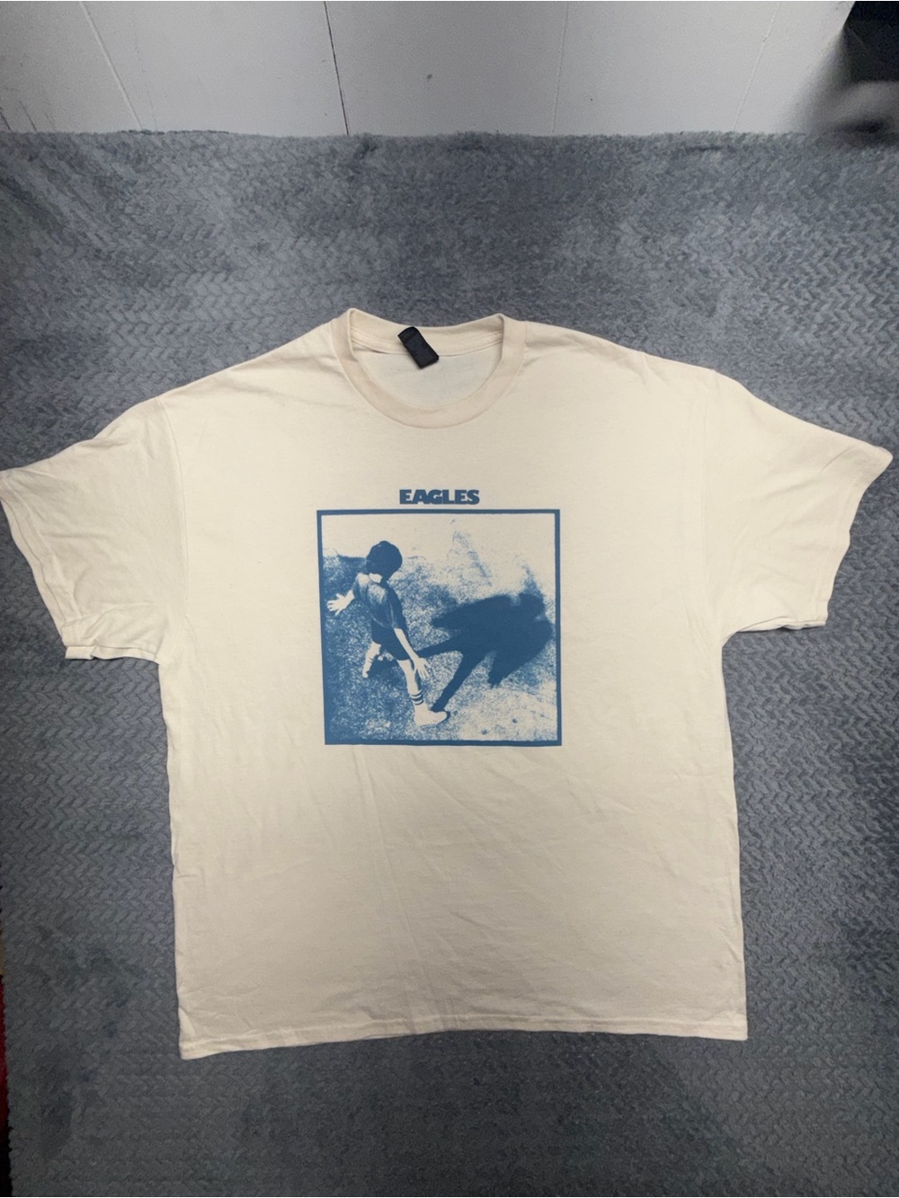 Gildan Cream Short Sleeve Tee with Blue Eagles Graphic